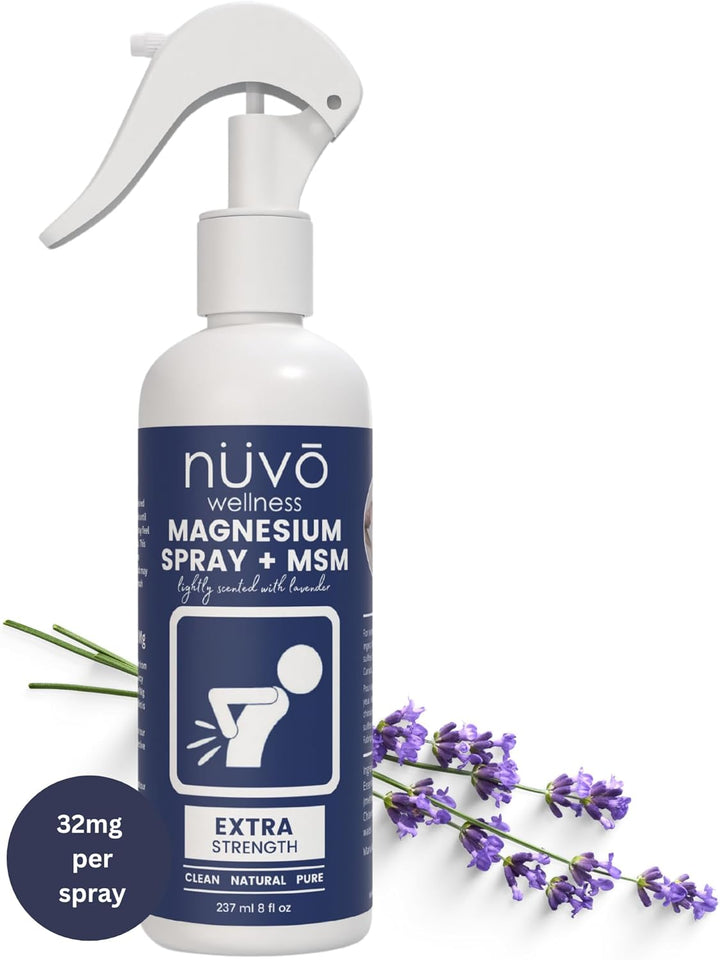 Magnesium Oil Spray with MSM - Easy to Use Trigger Spray - Lightly Scented with Lavender - Product of Canada 237 ml